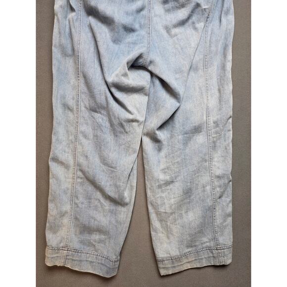 Free People Womens Small Blue Jean Denim Jumpsuit Romper Pockets Belt Go West - Picture 12 of 16